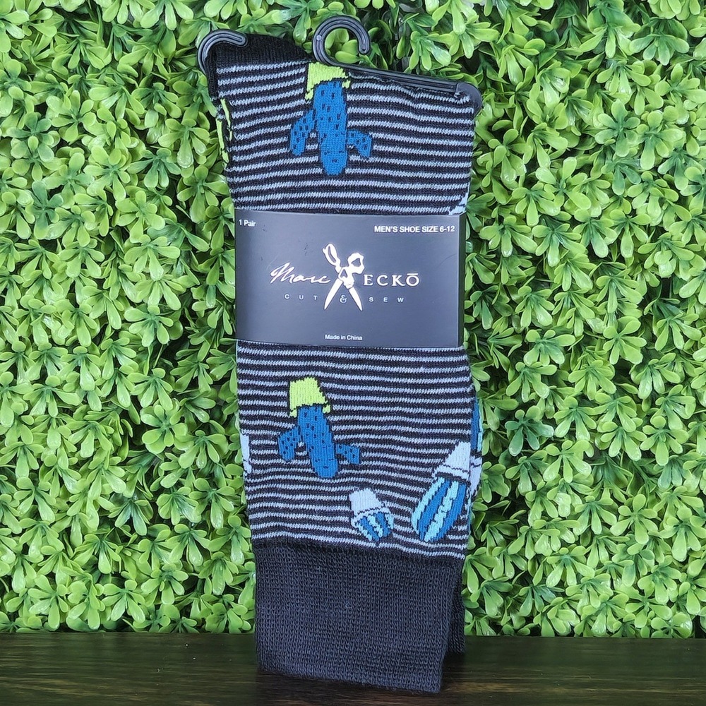 Marc Ecko Cut & Sew Mens Cactus Stripe Crew Socks Black Size 6-12